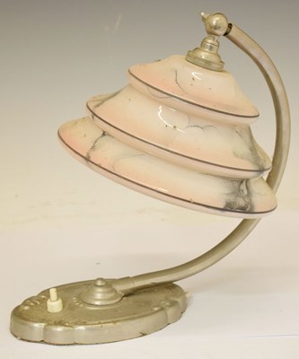 Lot 376 - Art Deco pink enamelled glass table or desk lamp