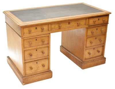 Lot 625 - Edwardian oak twin pedestal desk
