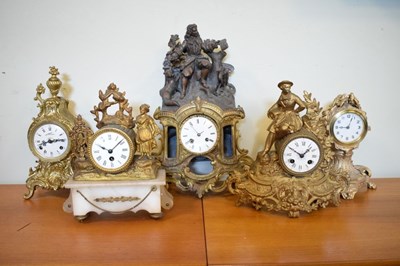 Lot 418 - Assorted gilt spelter mantel clocks