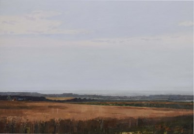 Lot 569 - Charles Rake (b.1946) - Oil on board - Rural landscape