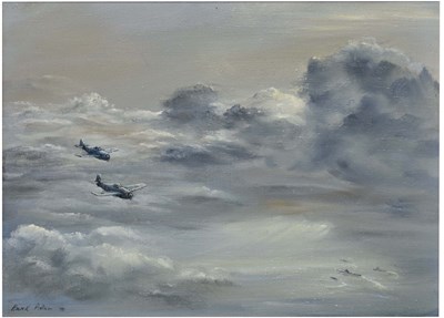 Lot 558 - Hank Adlam (1922-2015) - Oil on canvas - 'Martlets returning at dusk'