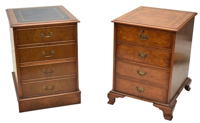Lot 626 - Near pair of reproduction figured yew filing cabinets
