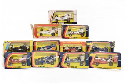 Lot 424 - Corgi - Group of eleven boxed diecast model racing cars