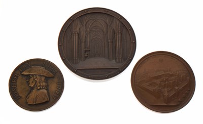 Lot 313 - Mid 19th century Cathedral Church of St. Martin, Liege commemorative copper medal