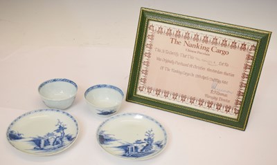 Lot 499 - Nanking Cargo - Two small tea bowls and two saucers