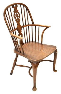 Lot 612 - Victorian ash, elm and fruitwood wheelback Windsor chair