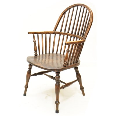 Lot 614 - Victorian Ash, elm and fruitwood spindle-back Windsor chair