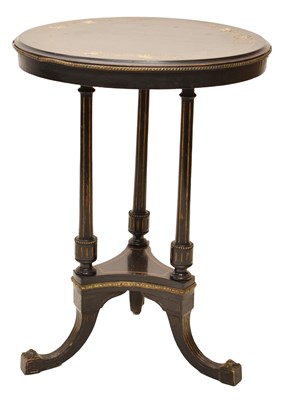 Lot 622 - Late Victorian Chinoiserie style ebonised tripod occasional table