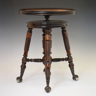 Lot 604 - Late 19th century American mahogany adjustable piano stool