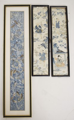 Lot 500 - Three Chinese silk sleeve panels
