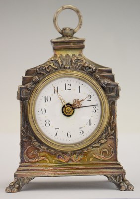 Lot 587 - Early 20th century German cast metal boudoir timepiece with alarm