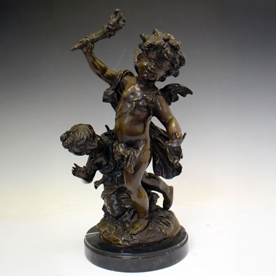 Lot 330 - After Auguste Louis Mathurin Moreau (1834-1917) - Bronze figure - 'Torch Boy'