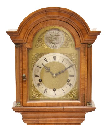 Lot 579 - Enfield Clock Co - Walnut cased spring-driven three-train chiming 'grandmother' clock