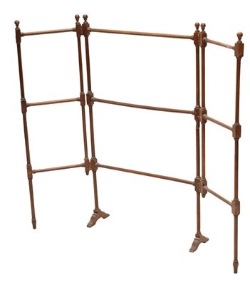 Lot 627 - Early 20th century mahogany folding 'triptych' towel rail
