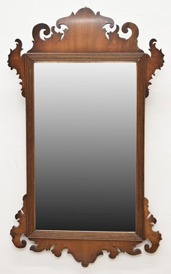 Lot 593 - George III Chippendale mahogany fret frame wall mirror