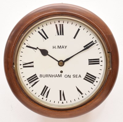 Lot 581 - Early 20th century single fusee circular wall clock, H. May, Burnham-on-Sea