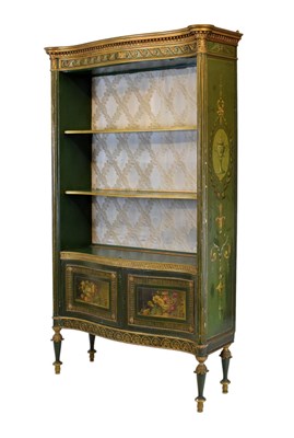 Lot 599 - Continental green-painted display cabinet