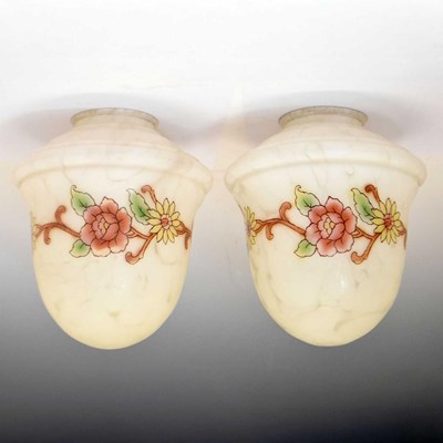 Lot 374 - Pair of early 20th century mottled glass ceiling lights