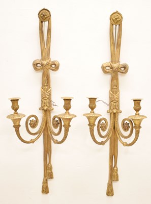 Lot 375 - Pair of 20th century French-style gilt brass wall sconces