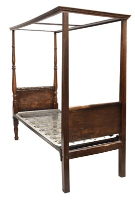 Lot 591 - 17th century style carved oak four poster single bed