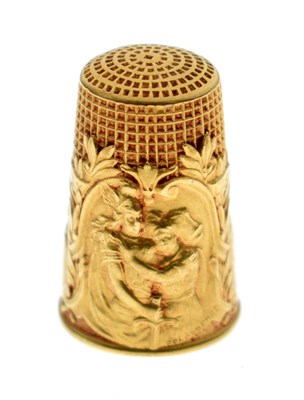 Lot 217 - Rare French WWI yellow metal thimble commemorating the Armistice of 1918