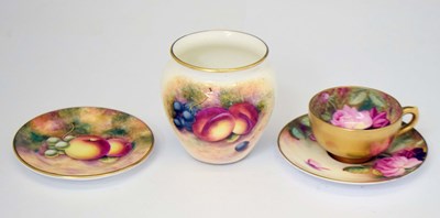 Lot 486 - Royal Worcester - Porcelain fruit painted vase, etc