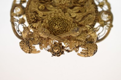 Lot 32 - 19th century East Asian yellow metal filigree brooch