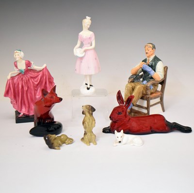 Lot 485 - Three Royal Doulton figures and assorted animals