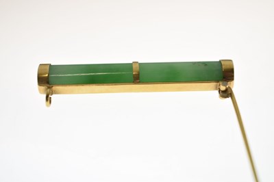 Lot 31 - Yellow metal and jade bar brooch, pair of K18 cufflinks