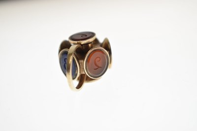 Lot 51 - 19th century multi hardstone seal 'wheel' fob