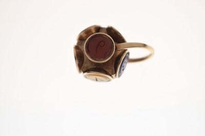 Lot 51 - 19th century multi hardstone seal 'wheel' fob