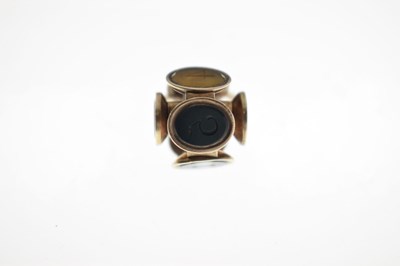 Lot 51 - 19th century multi hardstone seal 'wheel' fob