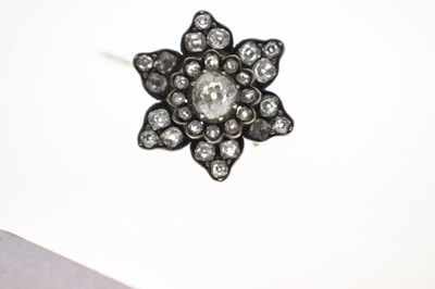 Lot 36 - Late 19th century diamond unmarked yellow and white metal flower head brooch