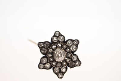 Lot 36 - Late 19th century diamond unmarked yellow and white metal flower head brooch