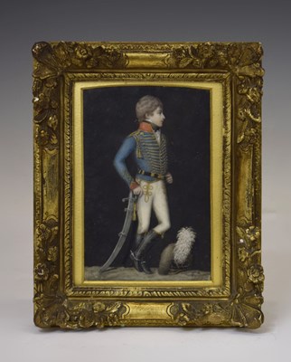 Lot 382 - After Richard Cosway, (1742-1821) - Miniature on ivory - Study of a soldier