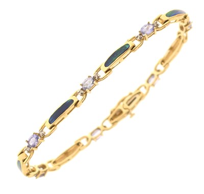 Lot 195 - Tanzanite, black opal and diamond bracelet