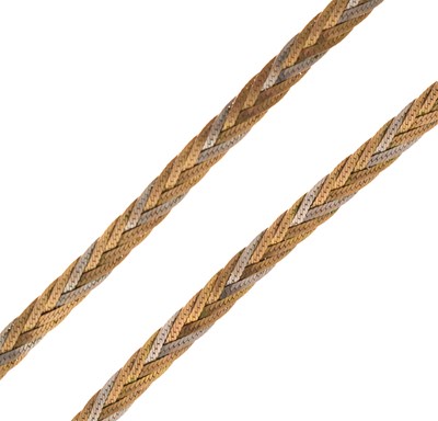Lot 180 - 9ct yellow and white gold braided necklace