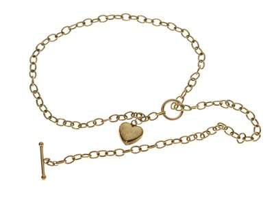 Lot 181 - Albert-style 9ct gold necklace