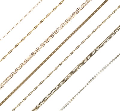 Lot 227 - Assorted gold and yellow metal fine chains