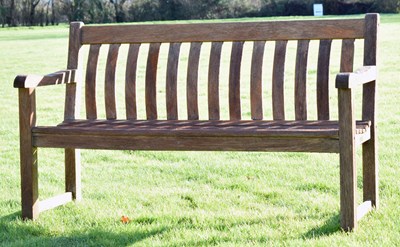 Lot 52 - Alexander Rose (West Sussex) weathered teak garden bench