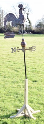 Lot 64 - Pressed copper and brass cockerel weather vane