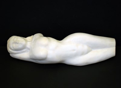 Lot 79 - Art Deco style white marble sculpture of a female nude