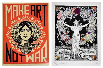 Lot 90 - Jamie Reid (British,1947-2023) - Screenprint in colours - 'Ragged Kingdom', and 'Make Art Not War' poster