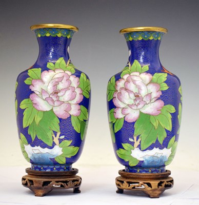 Lot 6 - Pair of 20th century Chinese cloisonné vases