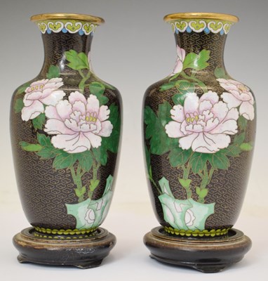 Lot 7 - Pair of 20th century Chinese cloisonné vases