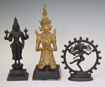 Lot 8 - Two 19th century Indian bronze votive statues and Thai gilt figure
