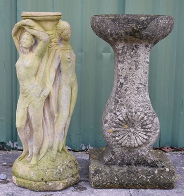 Lot 657 - Composite stone garden bird bath