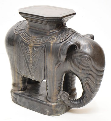 Lot 508 - Elephant form garden seat, composition with bronzed metallic glaze