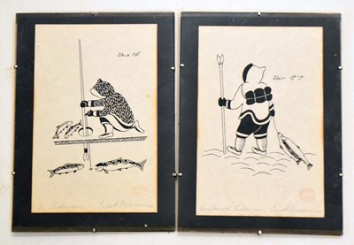 Lot 539 - Enook Manomie (Canadian/First Nations, 1941-2006) - Two signed prints