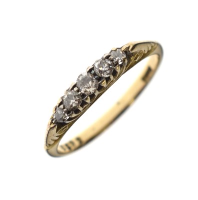 Lot 108 - Five-stone diamond ring, stamped 18ct